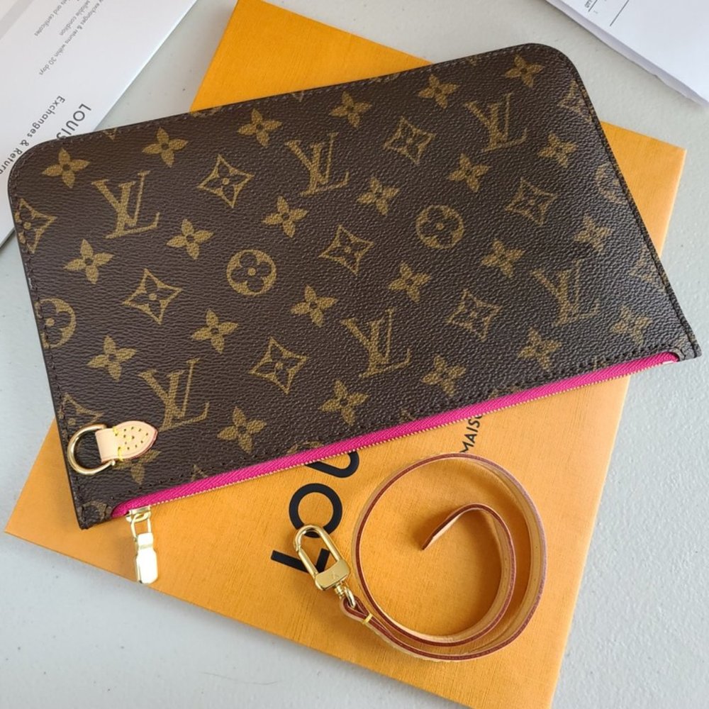 Authentic Louis Vuitton Neverfull Pouch GM Peony